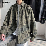 Ouzey Autumn men's coats, long-sleeved shirts, men's all-match trendy national fashion couple shirts, Hong Kong style loose jackets