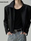 Ouzey Spring Autumn Handsome Cool Short Matte Black Vintage Pu Leather Jacket Men Zipper Luxury Designer Clothes 2025