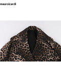 Ouzey Spring Extra Long Oversized Flowy Thin Soft Colorful Leopard Print Trench Coat for Women Luxury Designer Clothes