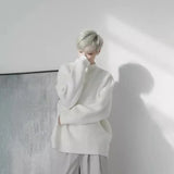 Ouzey 2024 White SweaterTrendy Loose-Fit Cool Niche Knitted TopAutumn/Winter New Design Sensibility Salt System Sweater Men