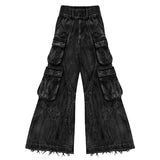 Ouzey dandys world High Waisted Baggy Jeans for Men and Women Wide Leg Pants Punk Multi-Pocket Harajuku Washed Hip-Hop New Heavy Industry Y2K