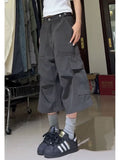 Ouzey 90s Streetwear American Street Style Big Pocket Casual Punk Retro Harajuku Mens and Women Wide Legged Summer Versatile Super Loose Trendy Jeans