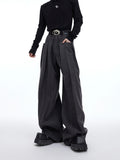 Ouzey Autumn Long Black Loose Warm Casual Flowy Wide Leg Woolen Pants Men High Waist Luxury Designer Korean Clothes 2025