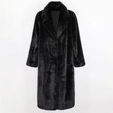 Ouzey Autumn Winter Long Thick Warm Soft Black Grey Faux Fur Coat Women Long Sleeve Loose Casual Luxury Fluffy Jacket 2025