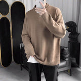 Ouzey Winter solid color round neck sweater for men, handsome Korean style loose men's sweater, trendy student bottoming shirt, thick