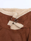 Ouzey Spring Winter Long Brown Thickened Warm Soft Fake Shearling Coat Women Belt Loose Faux Sheepskin Overcoat 2025