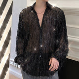 Ouzey Fringed Sequined Mesh Shirt