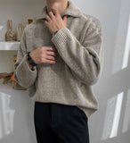 Ouzey 5555 KNITTED HALF TURTLENECK COLLAR HALF ZIP-UP SWEATER