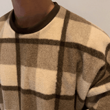 Ouzey 3472 WOOLEN KNITTED PLAID SWEATER