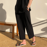 Ouzey 2042 PLEATED ANKLE WIDE PANTS & HALF SLEEVE SHIRT