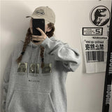 Ouzey Korean style ins same style retro simple letter print hoodie loose velvet sweatshirt men and women trendy men clothing y2k tops