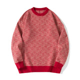 Ouzey 2024 New Spring Festival Red Sweater Men Women Couple Fashion Trendy Original Knitwear Wedding Pullover Crew Neck Sweater