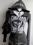 Ouzey Personalized Simple Zip Up Sweatshirts Autumn Lazy Wind Cardigan Jacket Y2k Vintage Street Spicy Girl Gray Casual Hoodies women