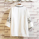 Ouzey Crane Embroidered Short-sleeved Top