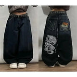 Ouzey Harajuku splicing design raw edge high quality oversized casual jeans mens Y2K winter warm comfortable versatile wide-leg pants