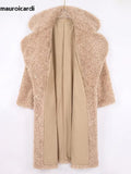 Ouzey Autumn Winter Long Oversized Thick Warm Fluffy Khaki Faux Fur Coat Women Pockets Loose Casual Korean Fashion 2025