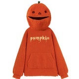 Ouzey 90s Streetwear Y2k Oversized Hoodie Pumpkin Funny Cute Hoodie Clothing Lamb Plush Sweater Coat Hooded Cartoon Autumn and Winter Sweater Loose