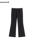 Ouzey Spring Autumn  Black Soft Flare Pants for Mens High Waist Streetwear Men Fashion Loose Casual Modest Trousers 2025