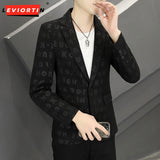 Ouzey 2024 Autumn/Winter New Trend Korean Edition Slim Fit Fashion Handsome Men's Business and Leisure Versatile Printed Suit Coat