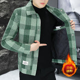 Ouzey 2024 Autumn and Winter New Polo Collar Plaid Vintage Upscale Cotton Thickened Coat Men's Casual Versatile Top Jacket M-4XL