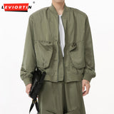 Ouzey 2024 Autumn New Product American Silhouette Work Clothes Jacket Casual Wide Leg Pants Leading Set Trend for Men