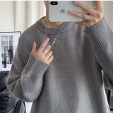 Ouzey Winter solid color round neck sweater for men, handsome Korean style loose men's sweater, trendy student bottoming shirt, thick