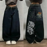 Ouzey dandys world American Trend 90s Retro Hip-hop Embroidery Pattern Baggy Jeans For Men And Women Y2K New Harajuku Gothic Wide Pants Streetwear