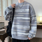 Ouzey Sweater men's autumn and winter new thickened warm striped bottoming sweater trendy brand lazy wind sweater jacket men clothing