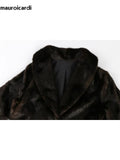 Ouzey Winter Extra Long Thick Warm Brown Fluffy Faux Mink Fur Coat Women Shawl Collar Luxury Elegant European Fashion 2025