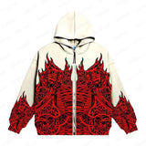 Ouzey 2025 skeleton sweatshirt y2k top couple autumn and winter new long-sleeved skull hair coat men winter men clothing y2k tops