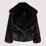 Ouzey Winter Short Oversized Hairy Soft Thick Warm Black Faux Fur Coat Women Loose Luxury Blue White Pink Fluffy Jacket