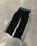 Ouzey Street Pants Retro Casual Harajuku Style Patchwork Design Pants Waist Side Stripe Fit Straight Y2k New Trend Fashion Clothing