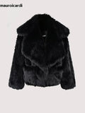 Ouzey Winter Short Oversized Hairy Soft Thick Warm Black Faux Fur Coat Women Loose Luxury Blue White Pink Fluffy Jacket