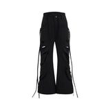 Ouzey Autumn Hollow Out Black Flowy Baggy Wide Leg Pants for Mens Streetwear Men Luxury Designer Clothing Fashion Trousers