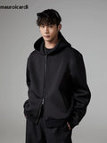 Ouzey Spring Oversized Black Short Hoodies Long Sleeve Men Clothing Luxury Designer Soft Hoodie Sweatshirt Streetwear 2025