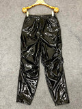 Ouzey Spring Colored Loose Shiny Reflective Patent Faux Leather Harem Pants Men Luxury Designer Y2K Clothes Trousers 2025