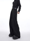 Ouzey Autumn Long Black Loose Warm Casual Flowy Wide Leg Woolen Pants Men High Waist Luxury Designer Korean Clothes 2025