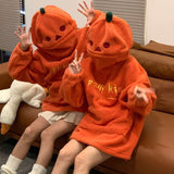 Ouzey 90s Streetwear Y2k Oversized Hoodie Pumpkin Funny Cute Hoodie Clothing Lamb Plush Sweater Coat Hooded Cartoon Autumn and Winter Sweater Loose