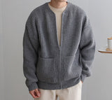 Ouzey 4454 KNITTED ROUND-NECK CARDIGAN SWEATER