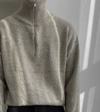 Ouzey 5555 KNITTED HALF TURTLENECK COLLAR HALF ZIP-UP SWEATER