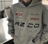 Ouzey 6260 EMBROIDERED HALF-ZIP UP HOODIE