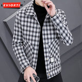 Ouzey 2024 Autumn Winter Plaid Woolen Jackets Men Korean Thickened and Warm Trench Coat Casual Business Social Streetwear Overcoat