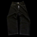 Ouzey Streetwear HCW Jeans Y2K Retro Hip Hop Embroidered Baggy Jeans Retro Black Pants Mens Womens New High Waist Wide Leg Trousers