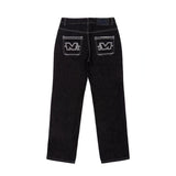 Ouzey Streetwear Mens Womens Jeans Gothic Hip Hop Demon Skull Embroidered Trousers Harajuku Casual Fashion Straight Baggy Jeans Shorts