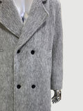 Ouzey Mens Winter Coats Double Breasted Loose Casual Warm Thick Long Grey Luxury Elegant Chic Woolen Overcoat Men 2025