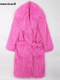 Ouzey Winter Thick Warm Shaggy Hairy Fluffy Long Faux Fur Coat Women Pockets Loose Casual Chic Luxury Furry Overcoat 2025