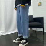 Ouzey Washed Jeans Y2K New Pocket Fashion Loose Mop Pants High Street Hip Hop Harajuku Gothic Wide Leg Denim Trousers Clothing Tide