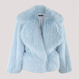 Ouzey Winter Short Oversized Hairy Soft Thick Warm Black Faux Fur Coat Women Loose Luxury Blue White Pink Fluffy Jacket