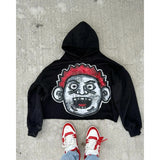 Ouzey 2025 American Pullover Sweatshirt Big Head Cartoon Print Oversized Loose Hoodie Y2k Sweatshirt Women’s Fashion Street Wear