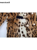 Ouzey Spring Winter Multicolored Colorful Leopard Print Thick Warm Faux Fur Jacket Women Chic Luxury Designer Clothes 2025